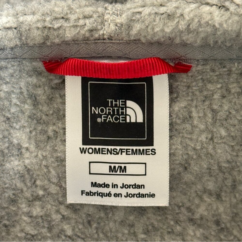North Face Hoodie Sweater 1/4 Button Gray Pullover Crescent Sunrise Women Size M - Picture 4 of 7